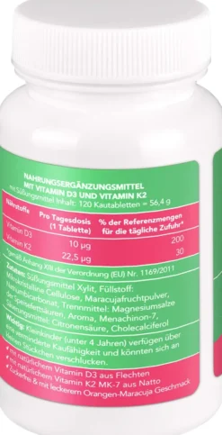 Bjökovit Vitamin D3 + K2 Tabletten Kinder Pfirsich - Maracuja...