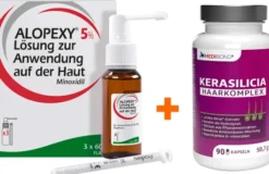 Bundle Alopexy 5 % Lösung 3 x 60 ml + Kerasilicia Haarkomplex 90 Kapseln