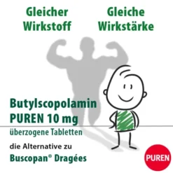 Butylscopolamin Puren 10 mg Überzogene Tabletten 20 Stück
