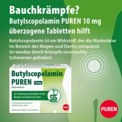 Butylscopolamin Puren 10 mg Überzogene Tabletten 20 Stück