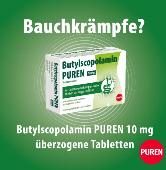 Butylscopolamin Puren 10 mg Überzogene Tabletten 50 Stück