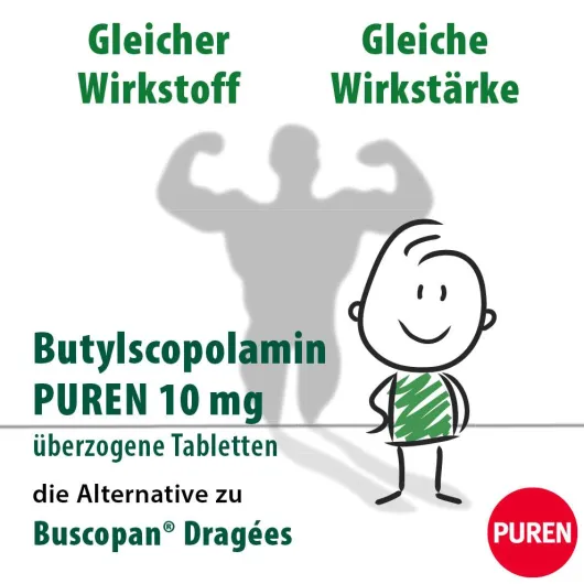 Butylscopolamin Puren 10 mg Überzogene Tabletten 50 Stück