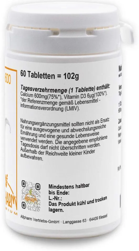 Calcium 600 mg + D3 60 Tabletten