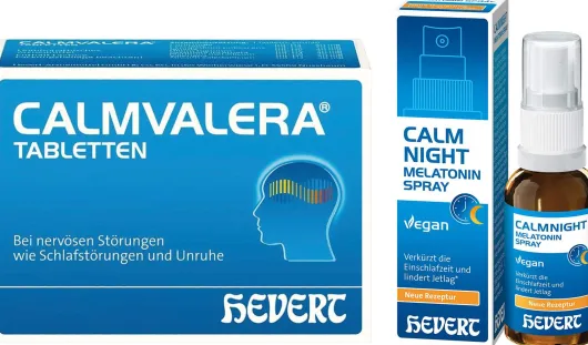 Calmvalera 100 Tabletten + Calmnight Hevert Melatonin Spray 30 ml