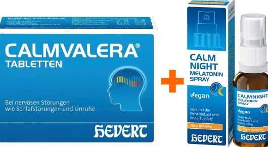 Calmvalera 100 Tabletten + Calmnight Hevert Melatonin Spray 30 ml