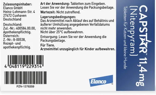 Capstar 11,4 mg für Katzen und kleine Hunde 6 Tabletten