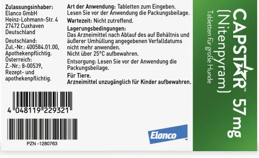 Capstar 57 mg Tabletten für große Hunde 6 Tabletten
