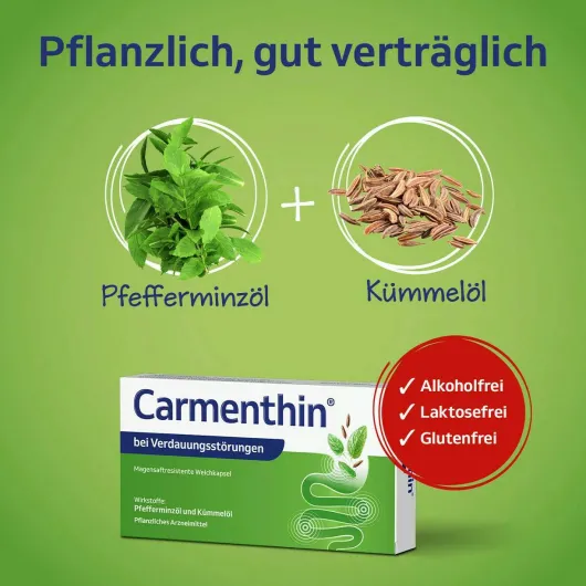 Carmenthin bei Verdauungsstörungen 14 magensaftresistente Weichkapseln