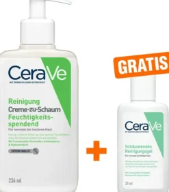 CeraVe Creme-zu-Schaum Reinigung 236 ml + gratis Schäumendes Reinigungsgel 20 ml