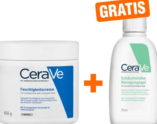 CeraVe Feuchtigkeitscreme 454 g + gratis schäumendes Reinigungsgel 20 ml