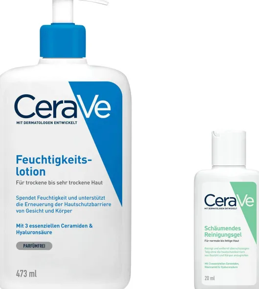 CeraVe Feuchtigkeitslotion 473 ml + gratis schäumendes Reinigungsgel 20 ml