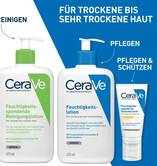 CeraVe Feuchtigkeitslotion 473 ml + gratis 20 ml Reinigungslotion