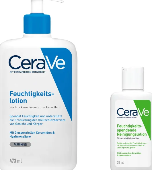 CeraVe Feuchtigkeitslotion 473 ml + gratis 20 ml Reinigungslotion