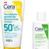 CeraVe Feuchtigkeitsspendender Sonnenschutz LSF 50+ 75 ml + gratis CeraVe Feuchtigkeitsspendende Reinigungslotion 20 ml