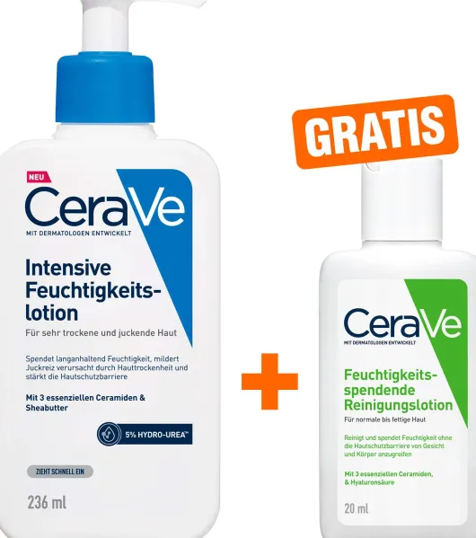 Cerave Intensive Feuchtigkeitslotion 236 ml + gratis Feuchtigkeitsspendende Reinigungslotion 20 ml