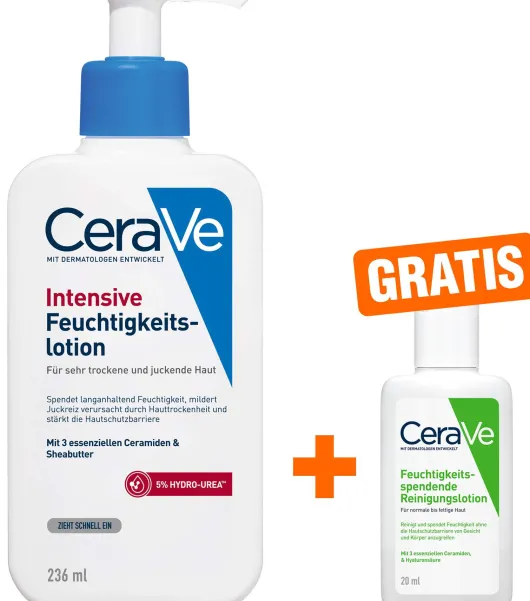 Cerave Intensive Feuchtigkeitslotion 236 ml + gratis Feuchtigkeitsspendende Reinigungslotion 20 ml