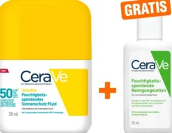CeraVe invisible Feuchtigkeitsspendendes Sonnenschutz Fluid 50 ml + gratis CeraVe Reinigungslotion 20 ml
