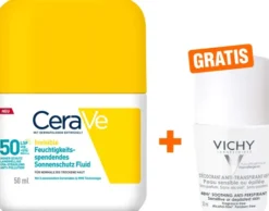 CeraVe Invisible Feuchtigkeitsspendendes Sonnenschutz Fluid LSF50 50 ml + gratis Vichy Deo Roll-on 48h 50 ml