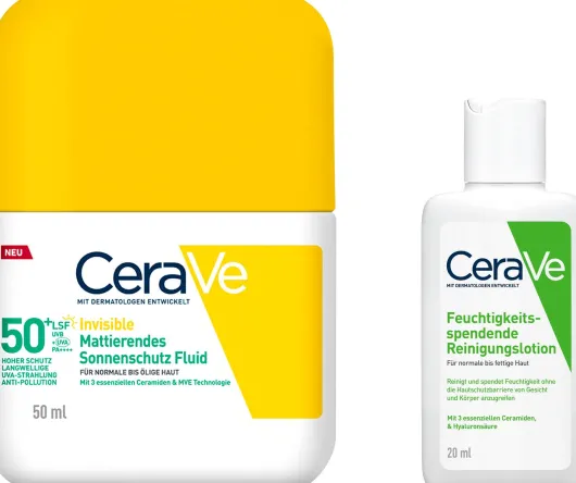 CeraVe Mattierendes Sonnenschutz Fluid LSF 50+ 50 ml + gratis CeraVe Reinigungslotion 20 ml
