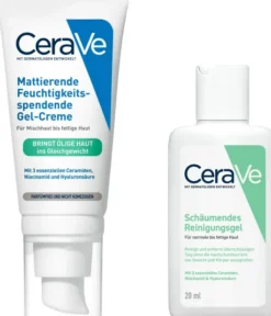 CeraVe Mattierenede Feuchtigkeitsspendende Gel Creme 52 ml + gratis CeraVe Schäumendes Reinigungsgel 20 ml