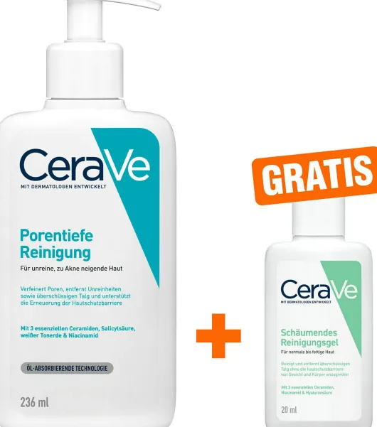 Cerave porentiefe Reinigung Gel 236 ml + gratis schäumendes Reinigungsgel 20 ml