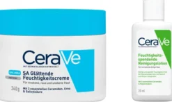CeraVe SA Urea Glättende Feuchtigkeitscreme 340 g + gratis Feuchtigkeitsspendende Reinigungslotion 20 ml
