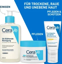 CeraVe SA Urea Glättende Feuchtigkeitscreme 340 g + gratis Feuchtigkeitsspendende Reinigungslotion 20 ml