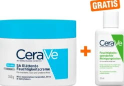 CeraVe SA Urea Glättende Feuchtigkeitscreme 340 g + gratis Feuchtigkeitsspendende Reinigungslotion 20 ml
