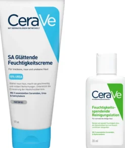 CeraVe SA Urea Glättende Feuchtigkeitscreme 177 ml + gratis Feuchtigkeitsspendende Reinigungslotion 20 ml