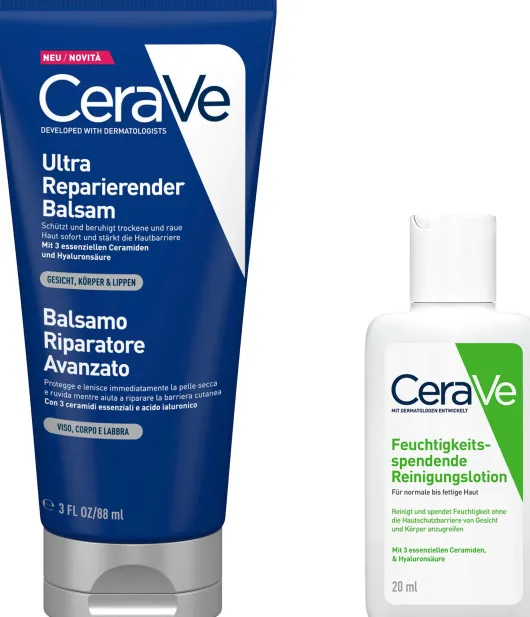 CeraVe ultra reparierender Balsam 88 ml + gratis CeraVe feuchtigkeitsspendende Reinigungslotion 20 ml