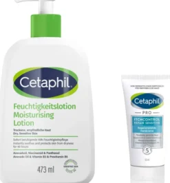 Cetaphil Feuchtigkeitslotion 473 ml + gratis Cetaphil Pro Itch Control Repair sensitive Regenerierende Handcreme 50 ml