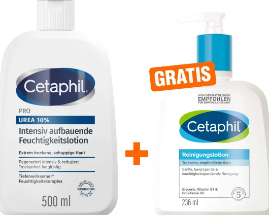 Cetaphil Pro Urea 10 % Lotion 500 ml + gratis Cetaphil Reinigungslotion 236 ml