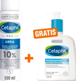 Cetaphil Pro Urea 10 % Lotion 500 ml + gratis Cetaphil Reinigungslotion 236 ml