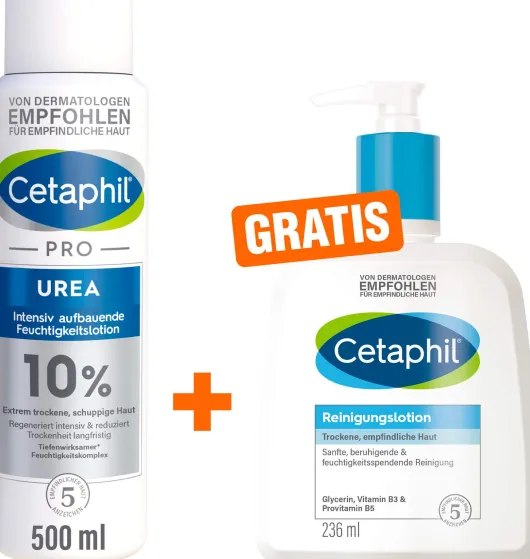 Cetaphil Pro Urea 10 % Lotion 500 ml + gratis Cetaphil Reinigungslotion 236 ml