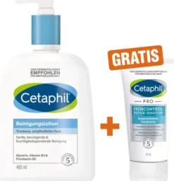 Cetaphil Reinigungslotion 460 ml + gratis Pro Itch Control Repair sensitive Regenerierende Handcreme 50 ml