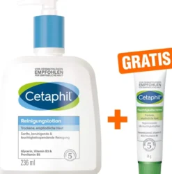 Cetaphil Reinigungslotion 236 ml + gratis Feuchtigkeitscreme 14 g
