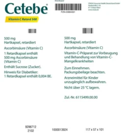 Cetebe Vitamin C Retardkapseln 500 mg 180 Stück