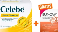 Cetebe Vitamin C Retardkapseln 500mg 180 Stück + gratis Eunova VivaChrono 2 x 10 Tabletten