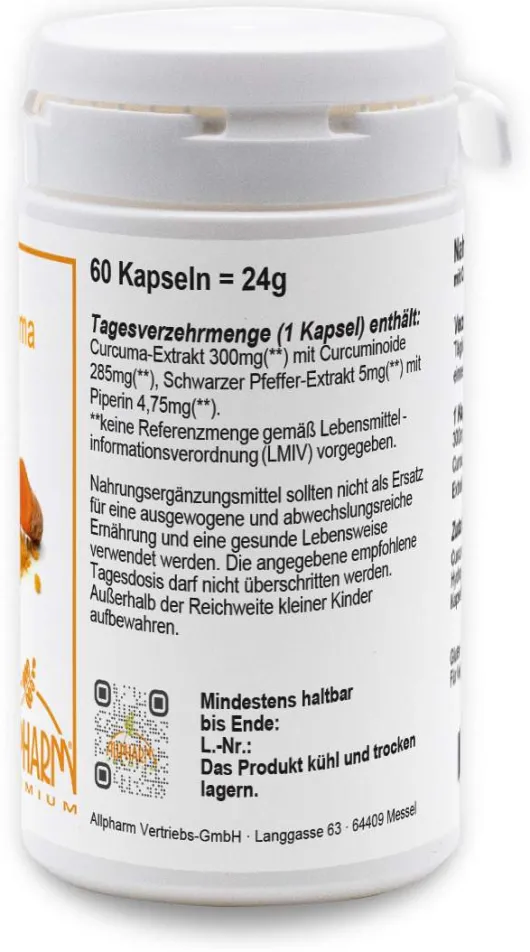 Curcuma Kapseln Allpharm Premium 60 Kapseln