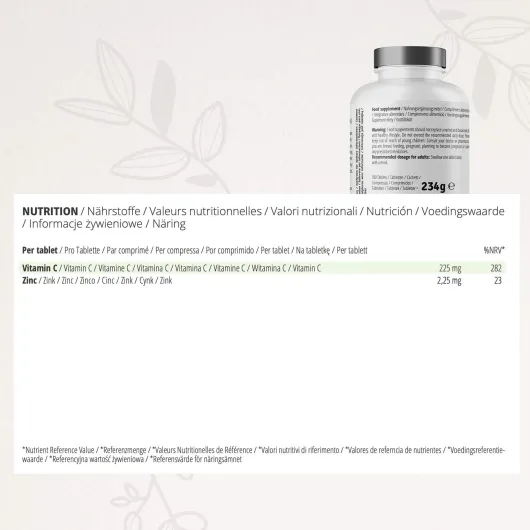Cyb Vitamin C und Zink Hochdosiert Vegan 180 Tabletten