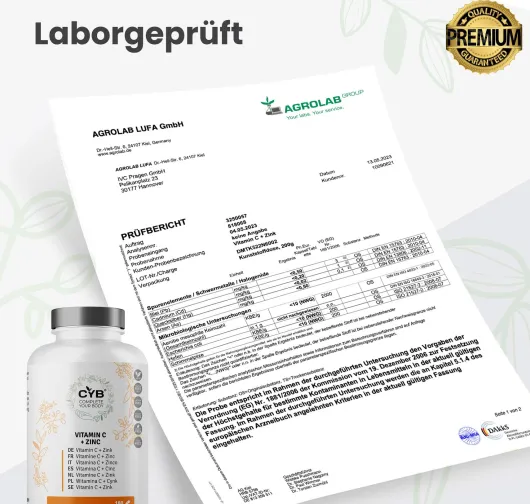 Cyb Vitamin C und Zink Hochdosiert Vegan 180 Tabletten