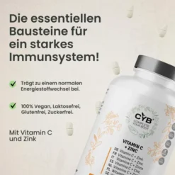 Cyb Vitamin C und Zink Hochdosiert Vegan 180 Tabletten