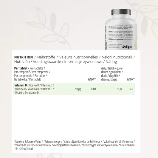 Cyb Vitamin D3 2000 I.E. Hochdosiert 365 Tabletten