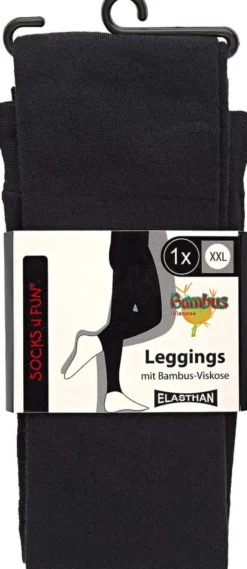 Damen Leggings Bambus Größe 50-54 schwarz, XXL