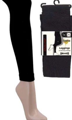 Damen Leggings Bambus Größe 44-48 schwarz, L-XL