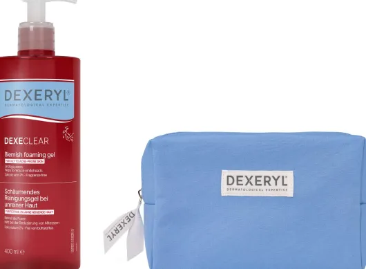 Dexeryl Dexeclear schäumendes Reinigungsgel 400 ml + gratis Kosmetiktasche 1 Stück