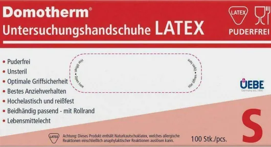 Domotherm Unt.Handschuhe Latex Unsteril Pf S Wei s