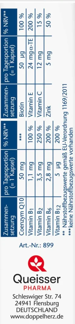 Doppelherz Aktiv Coenzym Q10 + B - Vitamine 30 Kapseln