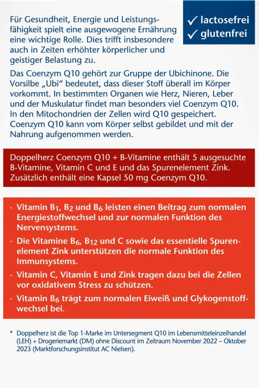 Doppelherz Aktiv Coenzym Q10 + B - Vitamine 30 Kapseln