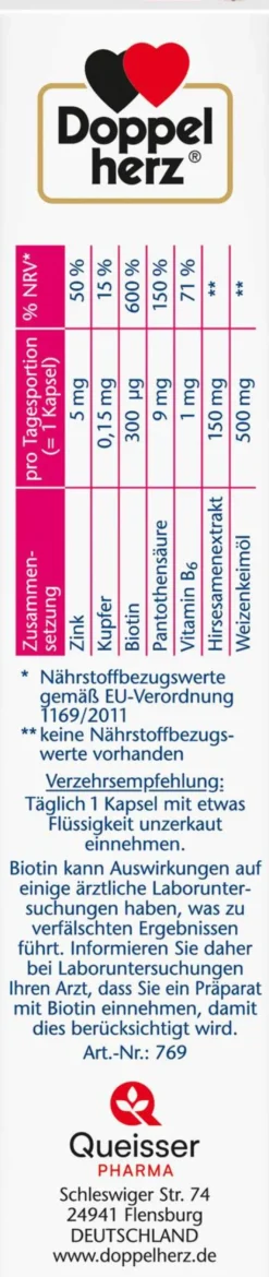 Doppelherz aktiv Haar Vital + Zink + Hirseextrakt 60 Kapseln